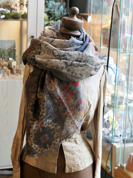 Mosaic Blue Heritage Wool Scarf