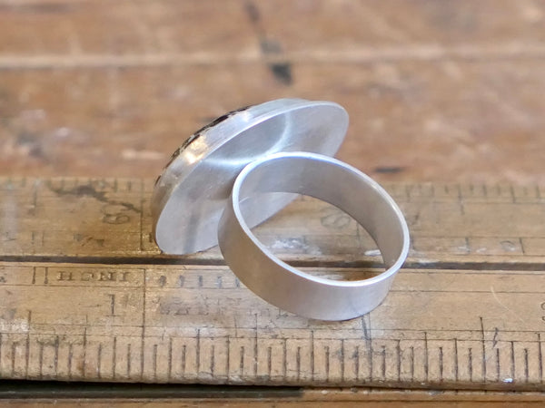 Chunky Silver and Enamel Horizontal Ring