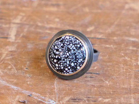 Black and Gold Pebble Ring