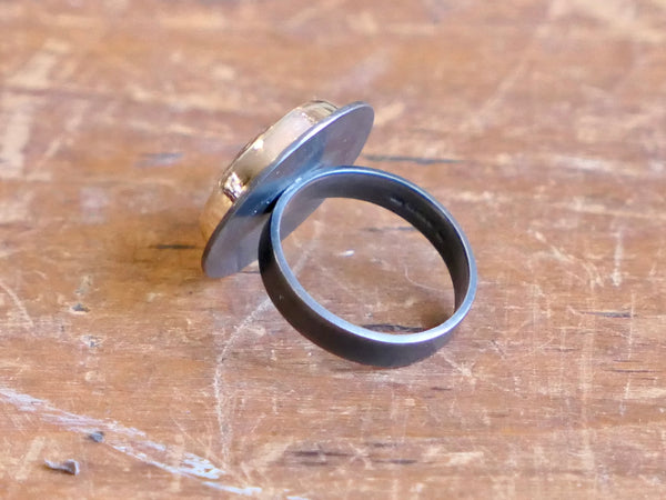 Black and Gold Pebble Ring