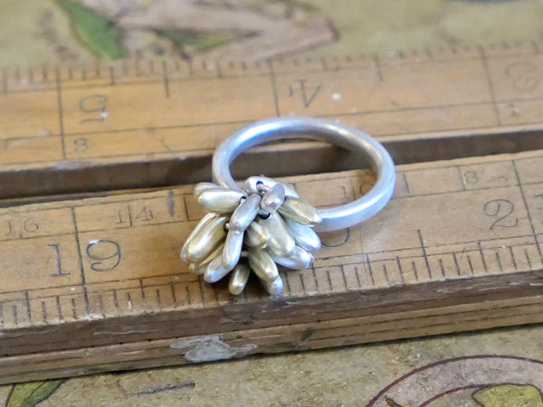 20 Pompom Ring Silver and Brass Mix