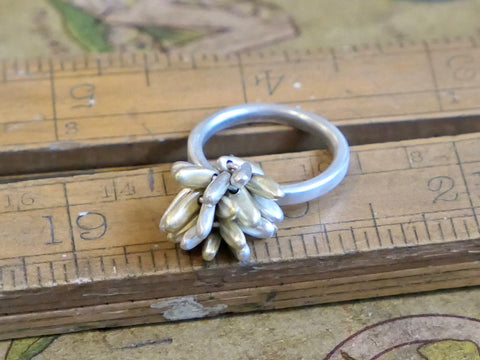 20 Pompom Ring Silver and Brass Mix