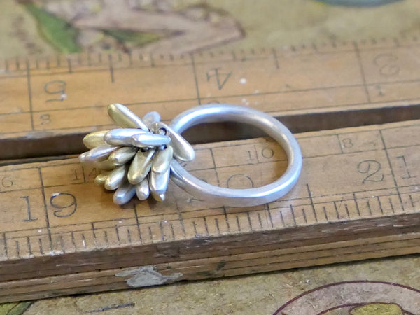 20 Pompom Ring Silver and Brass Mix