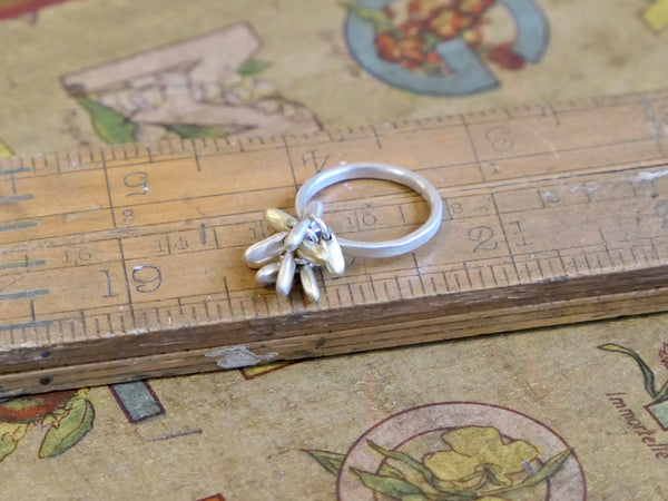 10 Pompom Ring Silver and Brass