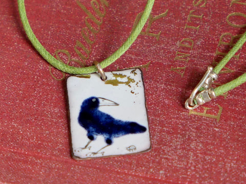 Crow Pendant with Gold Leaf Detail