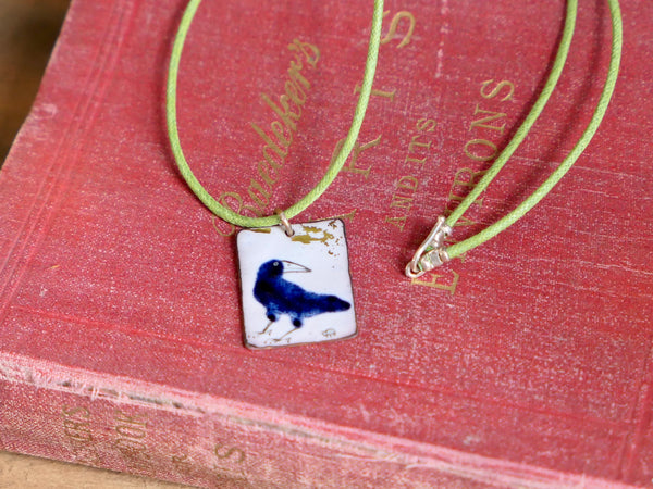 Crow Pendant with Gold Leaf Detail