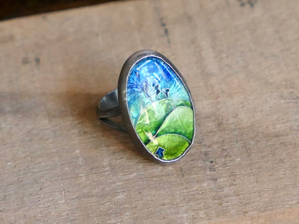 Cloisonné Landscape Ring