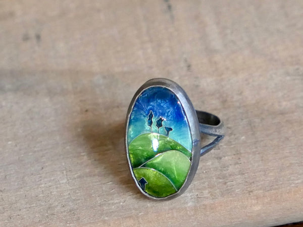 Cloisonné Landscape Ring