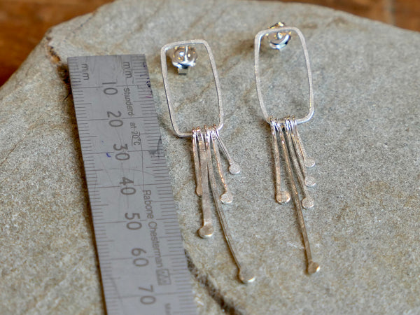 Synthesis Earrings with Five Silver Drops