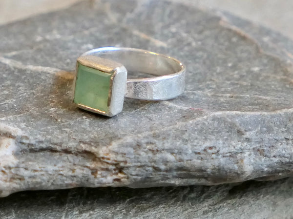 Peruvian Blue Opal and Silver Ring