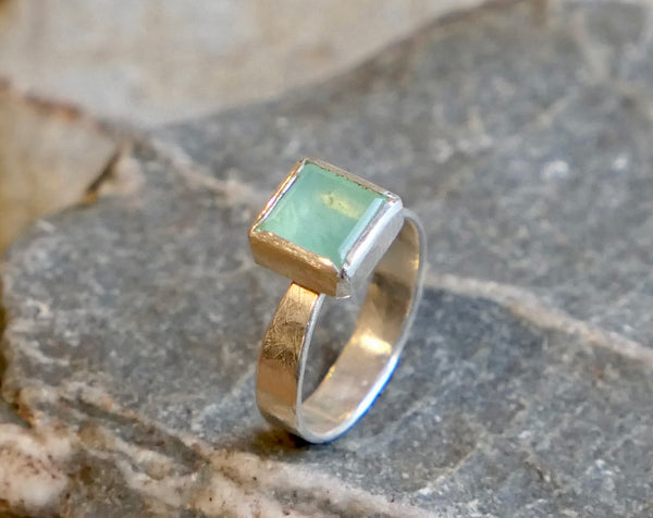 Peruvian Blue Opal and Silver Ring