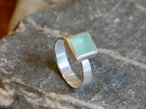 Peruvian Blue Opal and Silver Ring