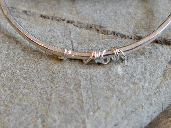 Textured Silver Bangle with Circles