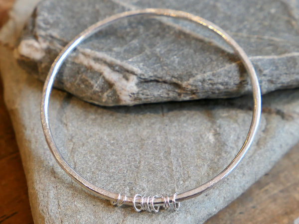 Textured Silver Bangle with Circles