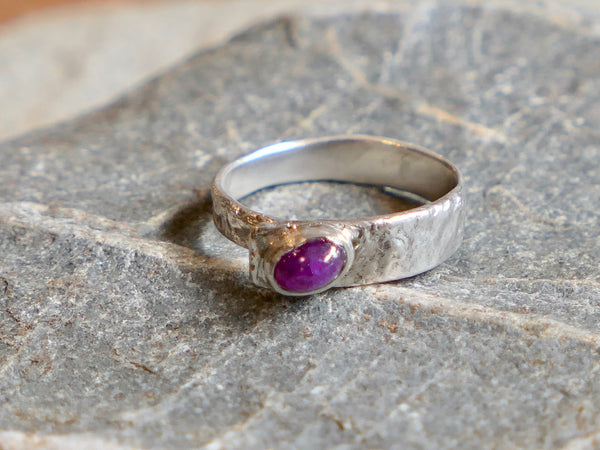 Monolith Textured Ring with Ruby