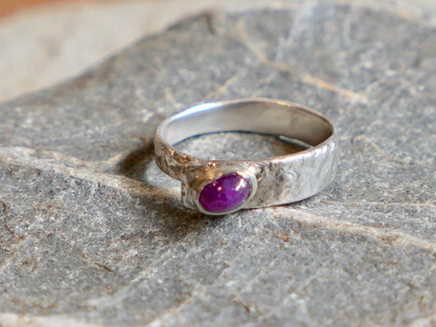 Monolith Textured Ring with Ruby