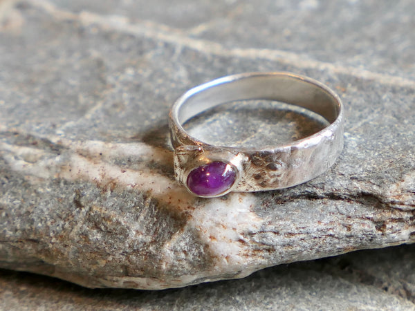 Monolith Textured Ring with Ruby