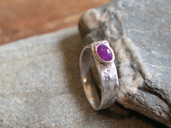 Monolith Textured Ring with Ruby