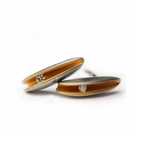 Silver and Diamond Trapped Earrings