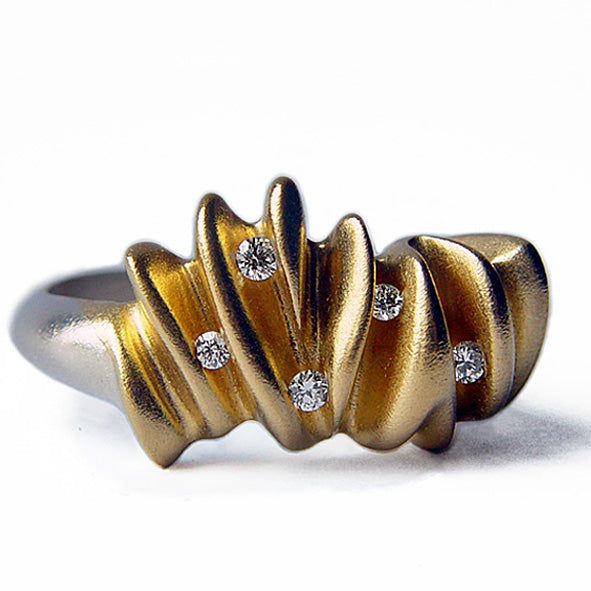 Five Diamond Sculptural Shell Ring