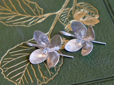 Chrysanthemum Earrings with Blue Topaz