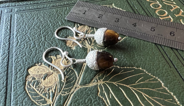 Acorn Earrings with Tiger's Eye
