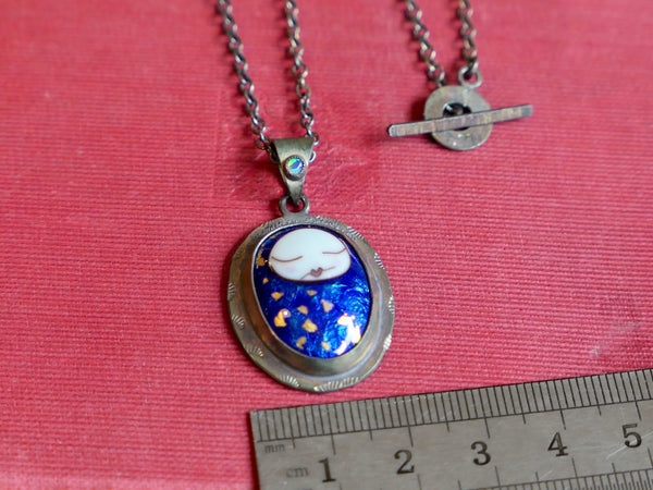 Royal Blue Sleeping Baby Pendant