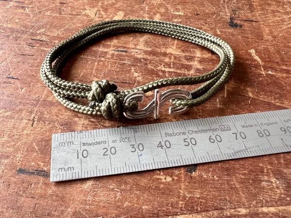 Khaki Green Mr. Shaw Silver and Rope Bracelet