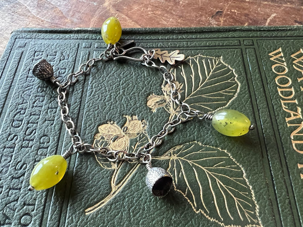Fine Acorn Bracelet with Serpentine