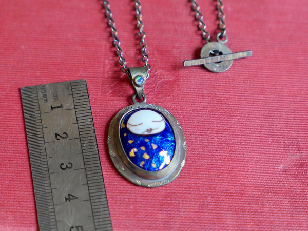 Royal Blue Sleeping Baby Pendant