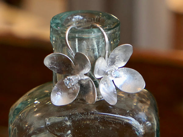 Chrysanthemum Earrings with Blue Topaz