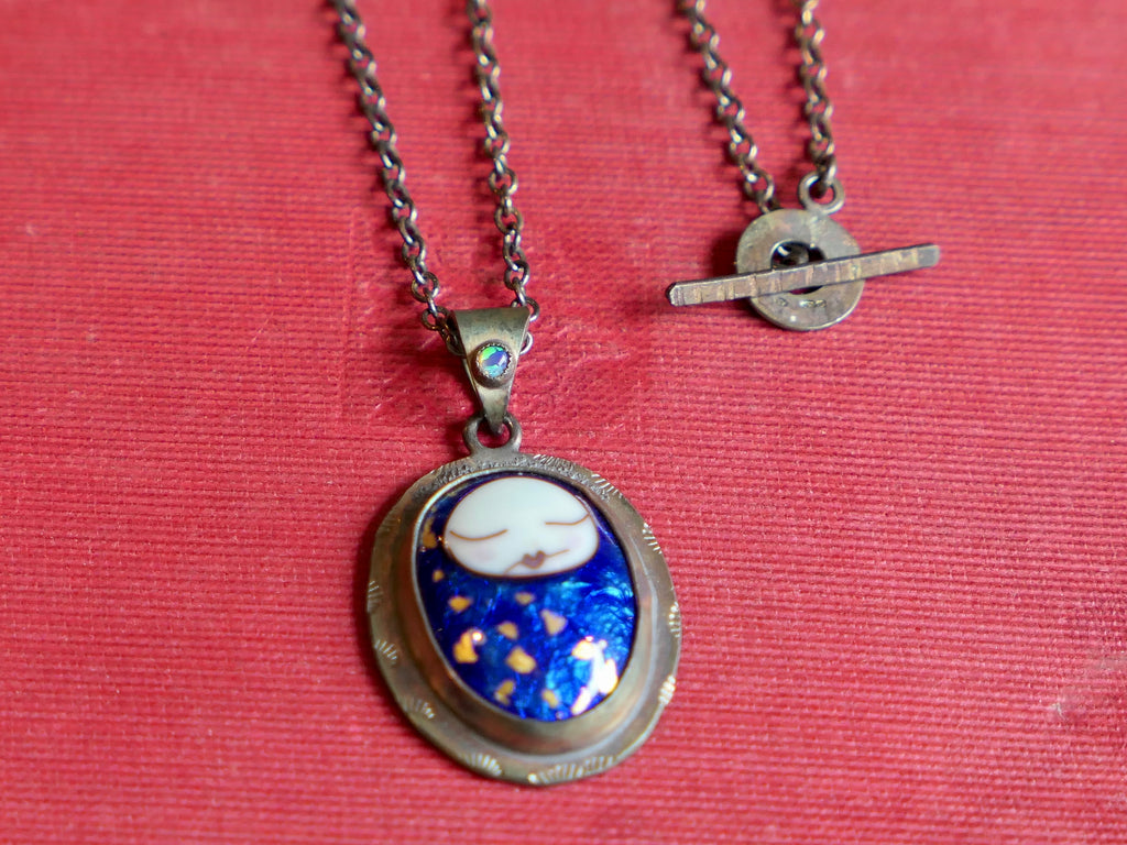 Royal Blue Sleeping Baby Pendant