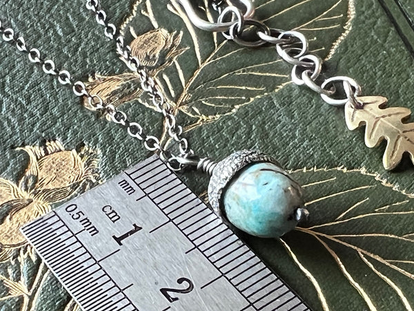 Extra Small Acorn Pendant with African Blue Opal