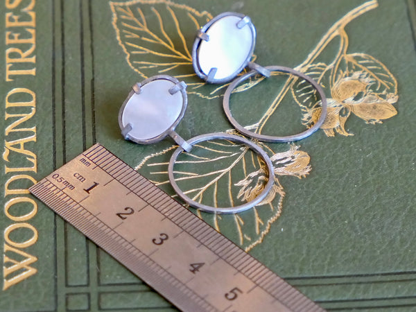 Oxidised Silver Drop Earrings with Mother of Pearl