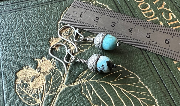 Acorn Earrings with African Blue Opal