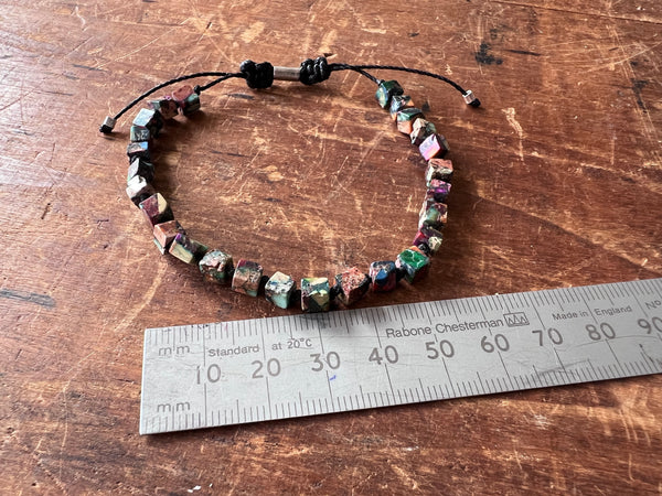 Multi-Coloured Imperial Jasper Silver and Stone Skinny Macrame Bracelet
