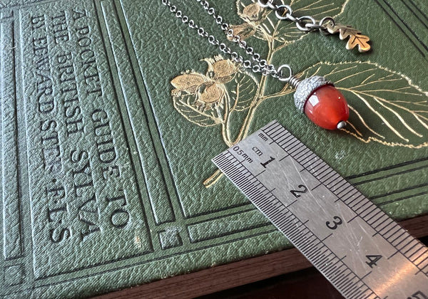 Extra Small Acorn Pendant with Red Agate