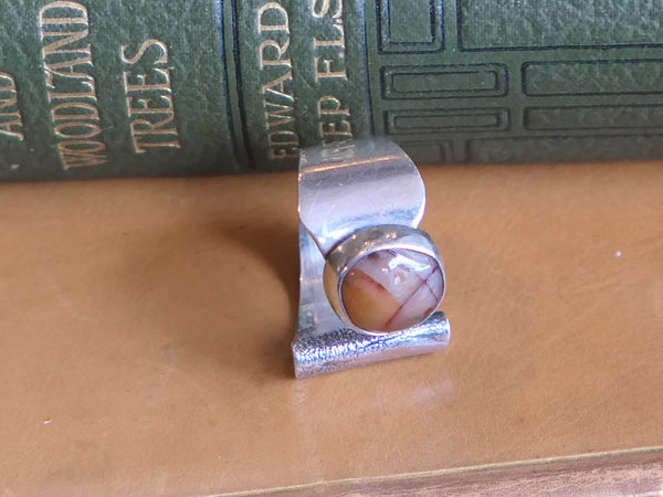 Vintage and Preloved Chunky Sterling Silver and Brown Agate Ring