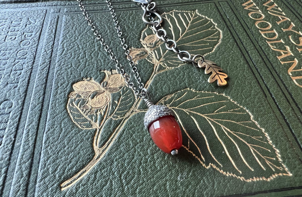 Extra Small Acorn Pendant with Red Agate