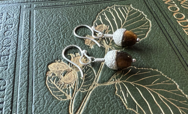 Acorn Earrings with Tiger's Eye
