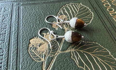 Acorn Earrings with Tiger's Eye