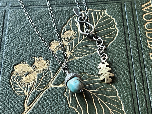 Extra Small Acorn Pendant with African Blue Opal