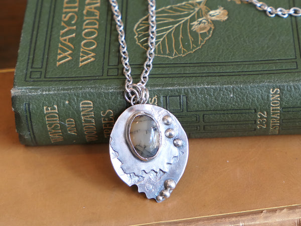 Vintage and Preloved Silver and Dendritic Agate Pendant