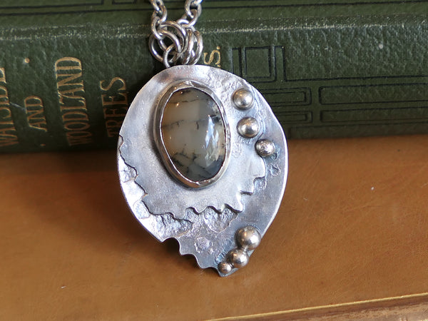 Vintage and Preloved Silver and Dendritic Agate Pendant