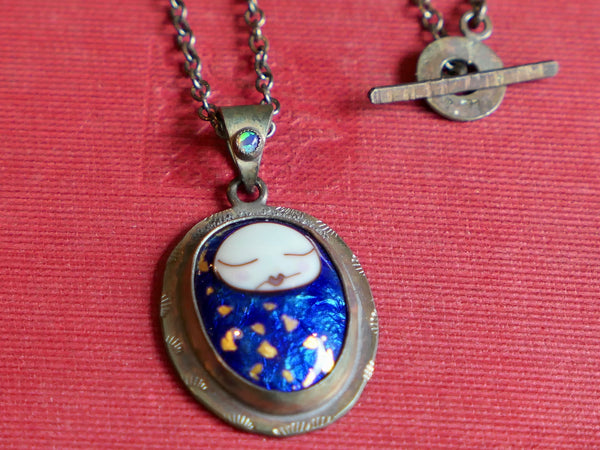 Royal Blue Sleeping Baby Pendant