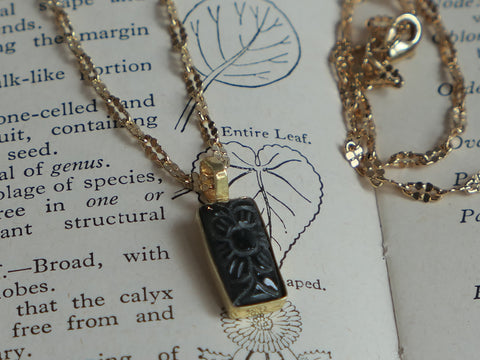 Hand Carved Iolite Pendant