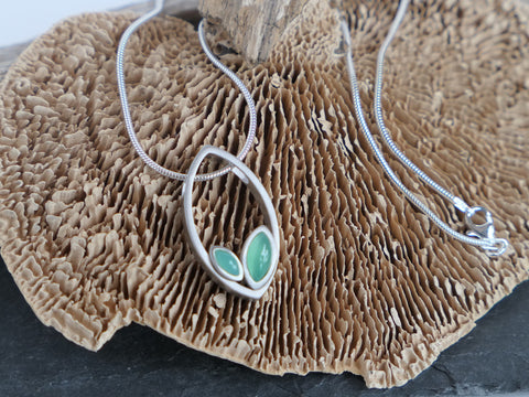Lozenge Shaped Pendant with Chrysoprase