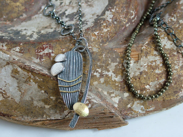 Pyrite Bead and Silver Necklace