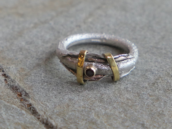 Mixed Metal Ring with Garnet