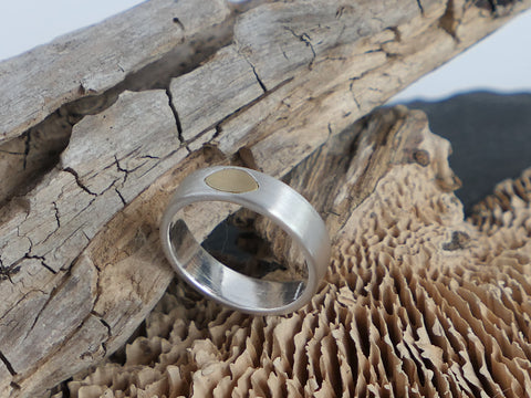 Narrow Silver Ring with Gold Detail